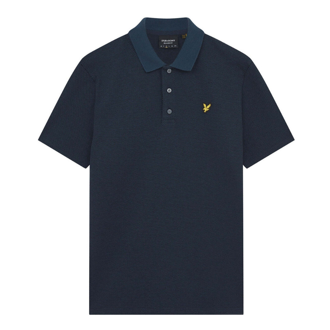 Lyle & Scott Muddy Navy Tonal Texture Polo M