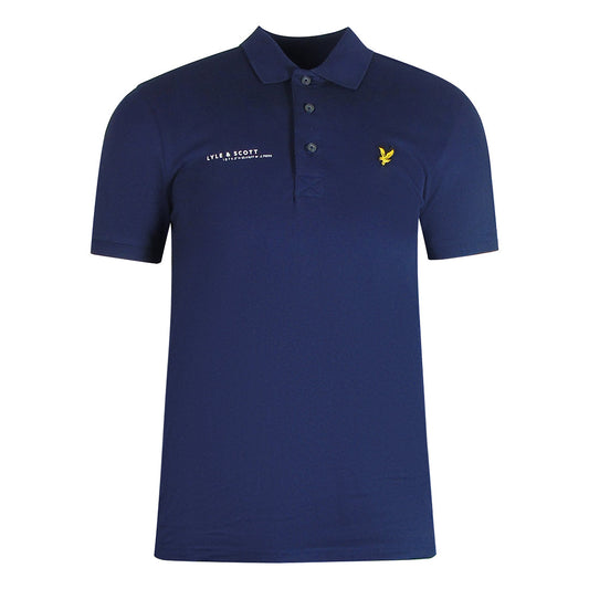 Lyle Scott Navy Blue Co Ordinate Print Logo Short Sleeved Polo Shirt - Style Centre Wholesale