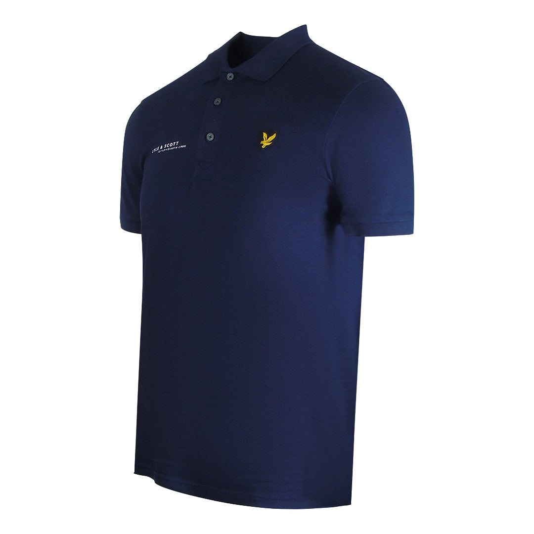 Lyle Scott Navy Blue Co Ordinate Print Logo Short Sleeved Polo Shirt - Style Centre Wholesale