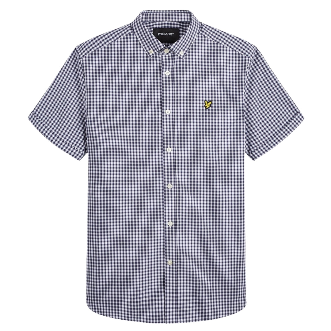 Lyle & Scott Short Sleeve Navy Blue Gringham Shirt S