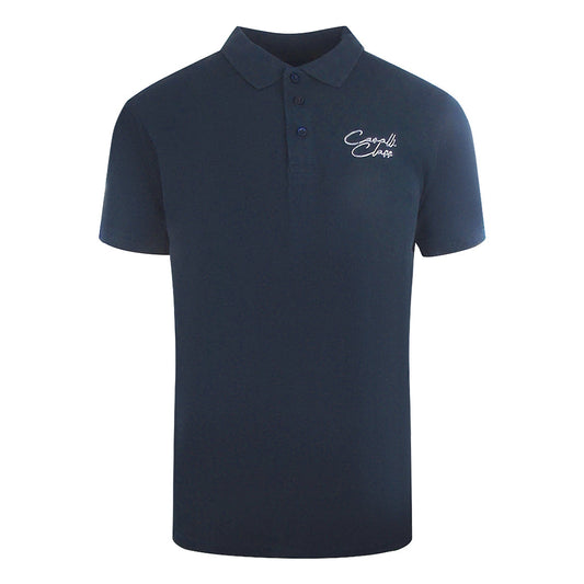 Cavalli Class Signature Logo Navy Blue Polo Shirt - Style Centre Wholesale