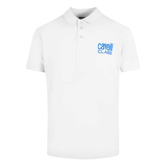 Cavalli Class Bold Logo White Polo Shirt Sxt64C Kb002 00053 - Style Centre Wholesale