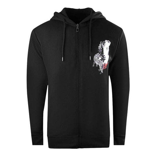 Cavalli Class Large Tiger Design Black Zip Up Hoodie - Style Centre Wholesale