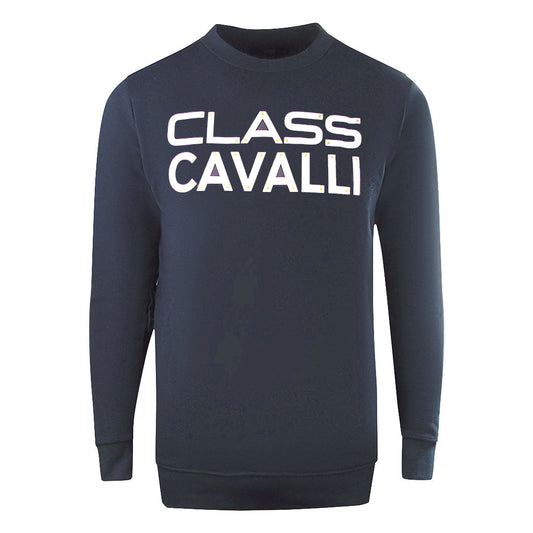 Cavalli Class Large Bold Logo Design Navy Blue Sweatshirt