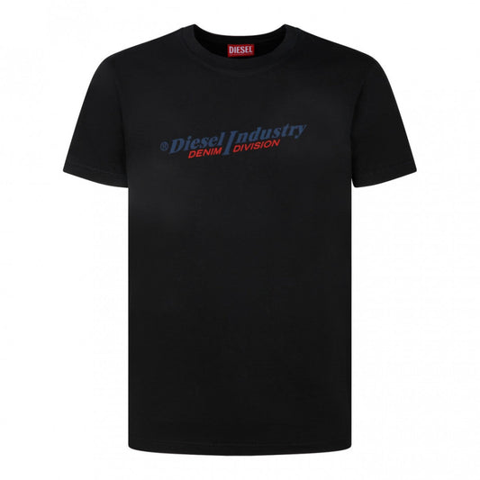 Diesel Industry Denim Logo Black T Shirt - Style Centre Wholesale
