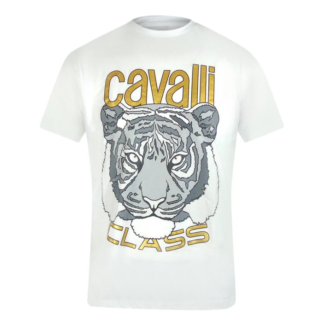 Cavalli Class Txt60A Jd060 00533 Off White T-Shirt Mens M