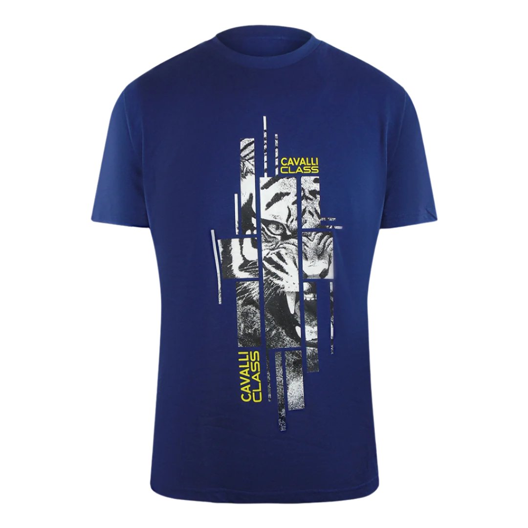 Cavalli Class Txt60E Jd060 04551 Iris Blue T-Shirt Mens M