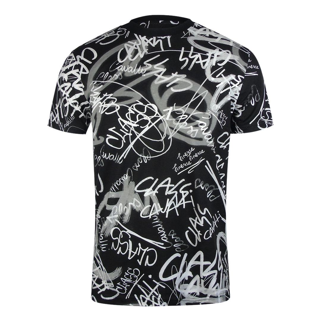 Cavalli Class Txt60J 3Po95 D0146 Black/White T-Shirt Mens M