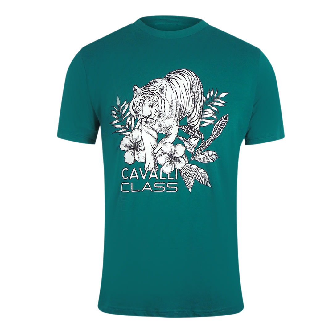 Cavalli Class Txt60R Jd060 04038 Green Ottanio T-Shirt Mens M