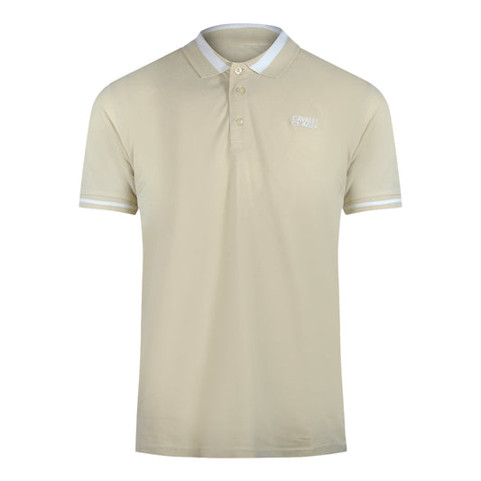 Cavalli Class Bold Stripe Beige Sand Polo Shirt TXT64R KB002 03528 - Style Centre Wholesale