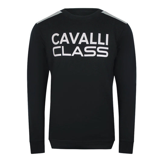 Cavalli Class Txt66A Cf050 05051 Black Round Neck Sweatshirt Mens - Style Centre Wholesale