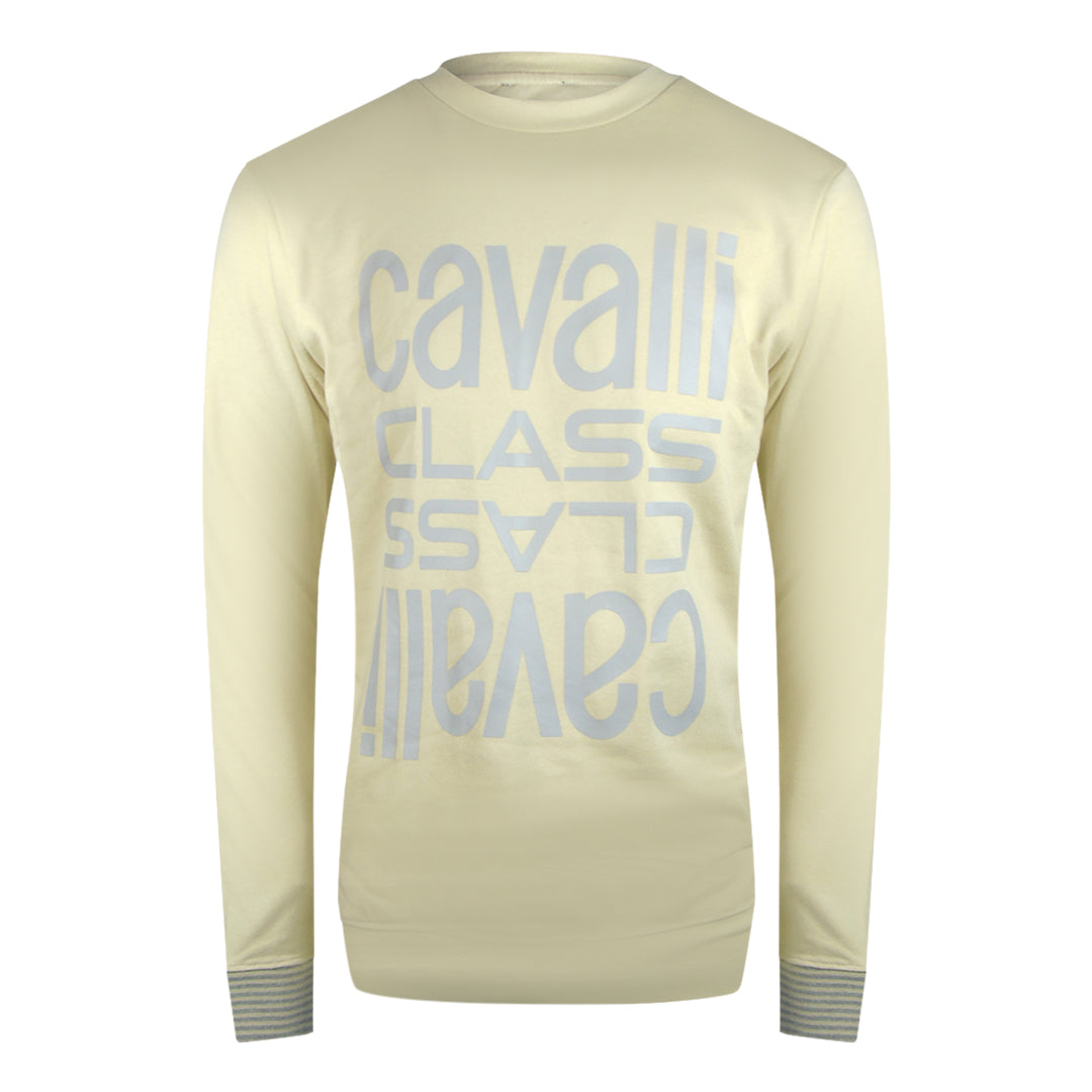Cavalli Class Txt66C Cf050 03528 Beige Sand Round Neck Sweatshirt Mens - Style Centre Wholesale