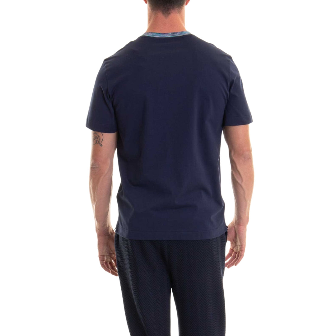 Missoni Short Sleeve T-Shirt Blue Navy Base With Blue And Purple Space Dyed M