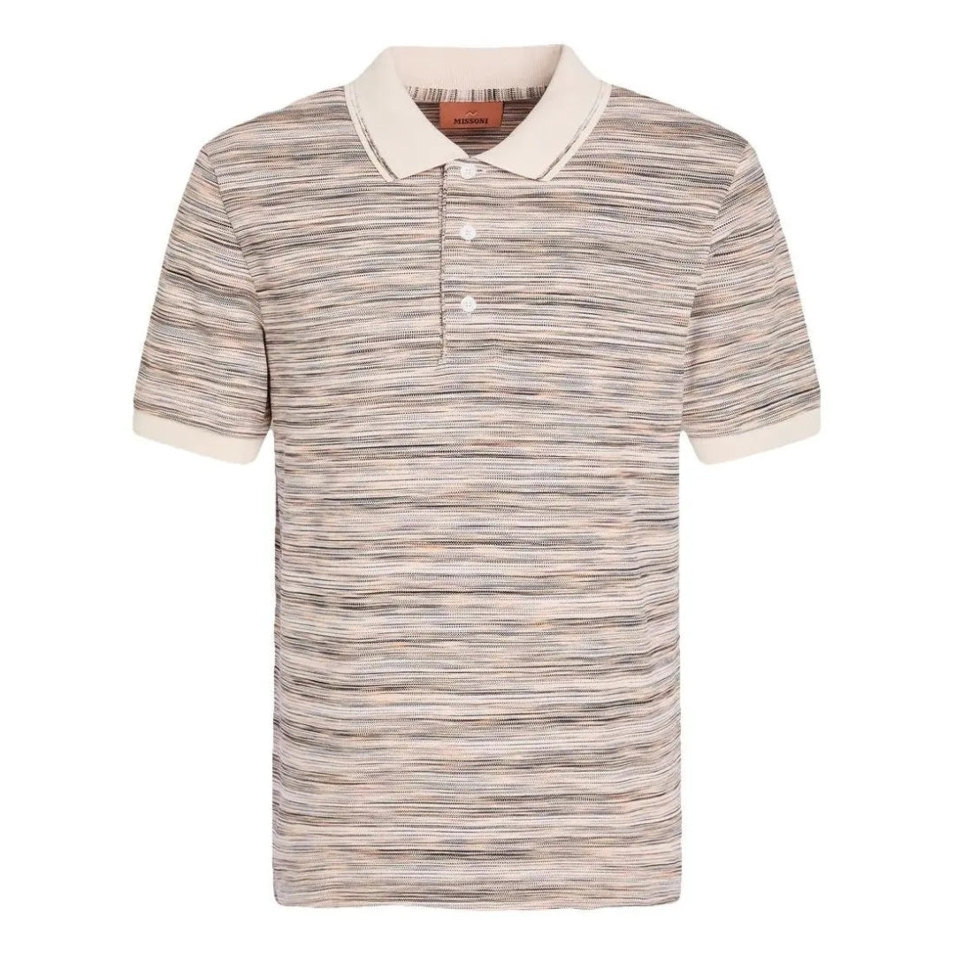 Missoni Short Sleeve Polo White And Orange Space Dyed M