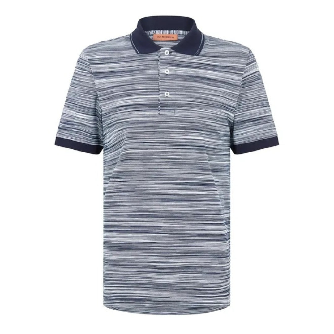 Missoni Short Sleeve Polo Blue And Purple Space Dyed S