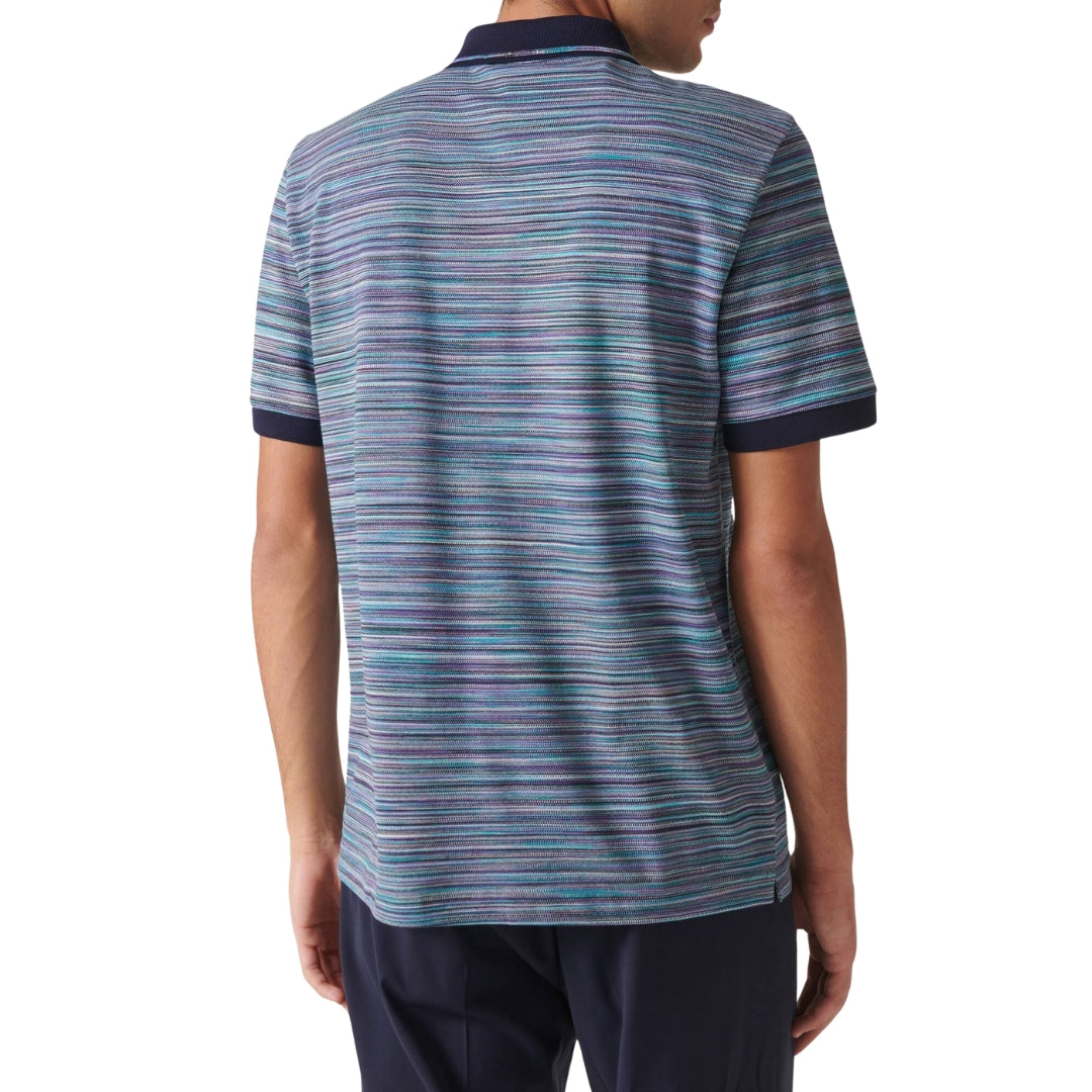 Missoni Short Sleeve Polo Blue And Purple Space Dyed S