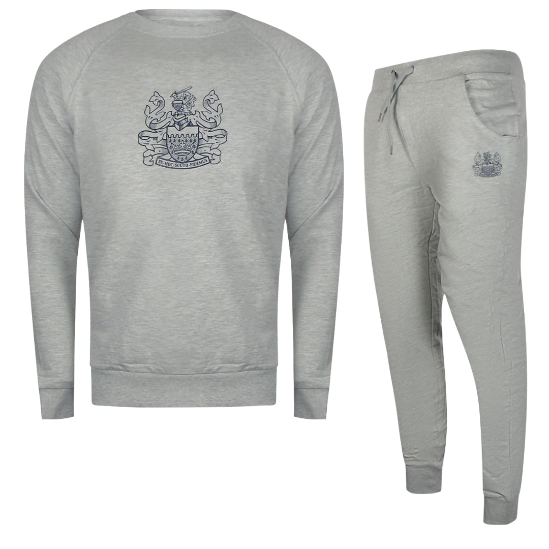 Aquascutium Iconic Crest Crewnecket St001 11 Grey Creckneck And Track Pants Set Male