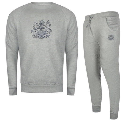 Aquascutium Iconic Crest Crewnecket St001 11 Grey Creckneck And Track Pants Set Male