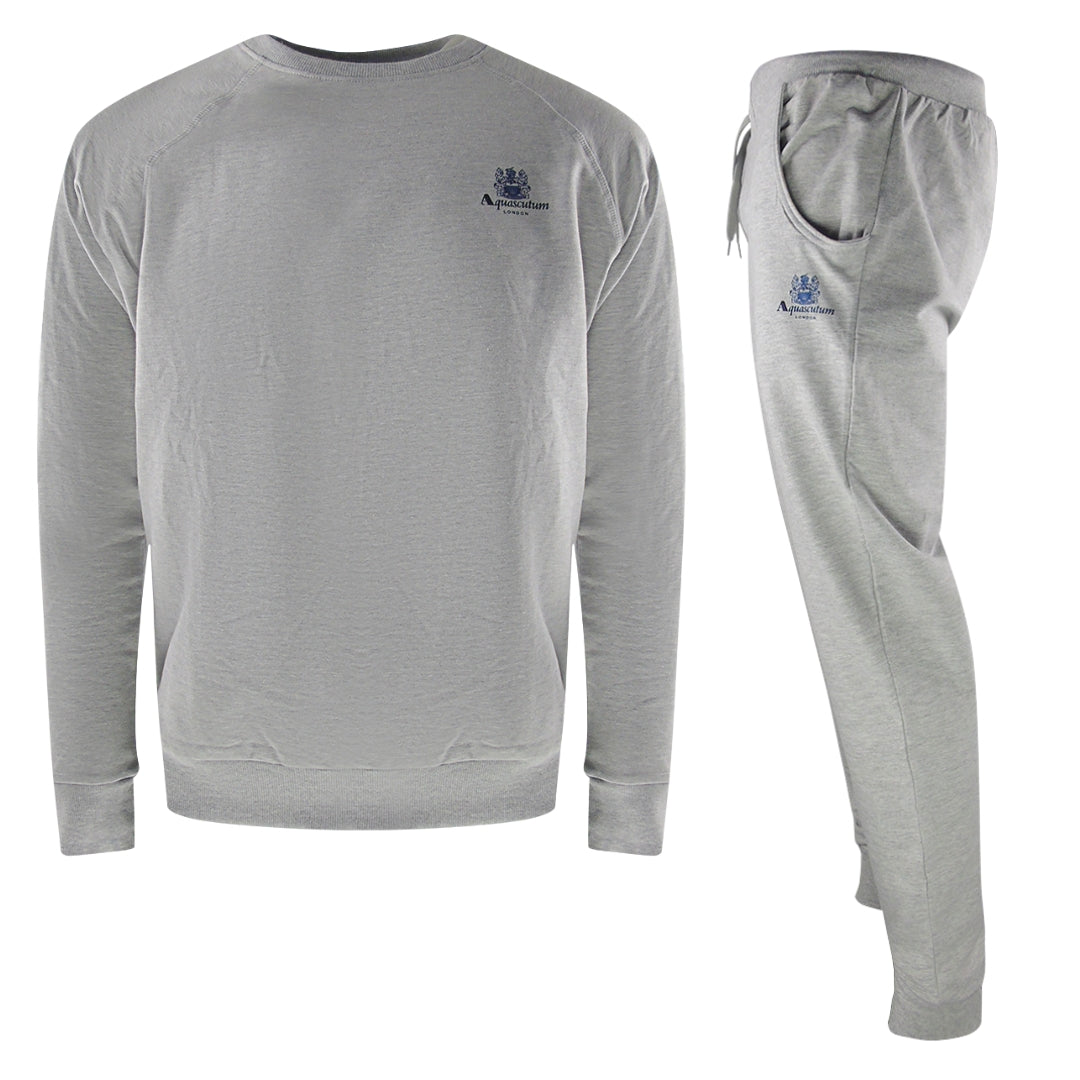 Aquascutum Small Iconic Crest Crew Neck Grey Track Set