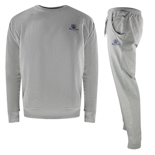 Aquascutum Small Iconic Crest Crew Neck Grey Track Set