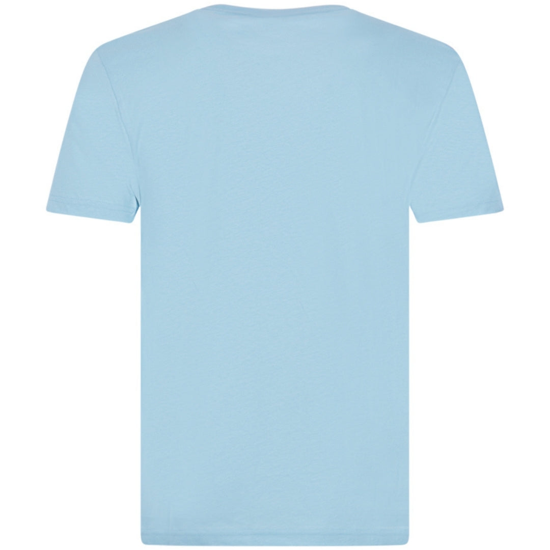 Moschino Branded Taped Shoulder Logo Light Blue T-Shirt L