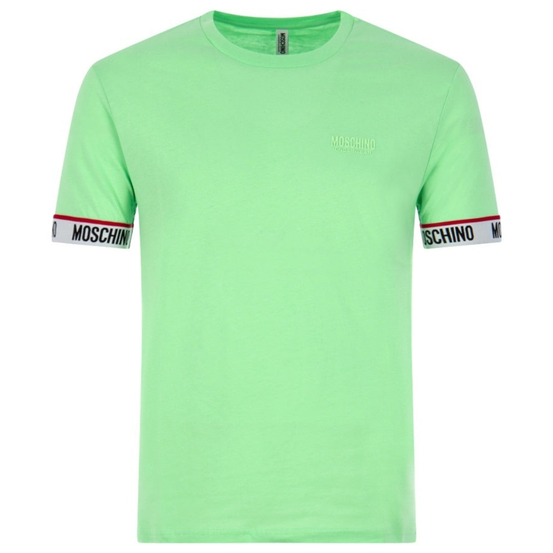 Moschino Taped Sleeve Ends Logo Green T-Shirt XS