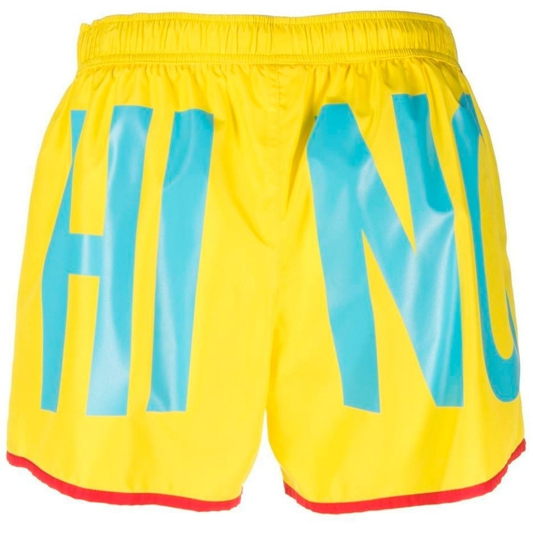 Moschino Large Blue Logo Yellow Short Swim Shorts S