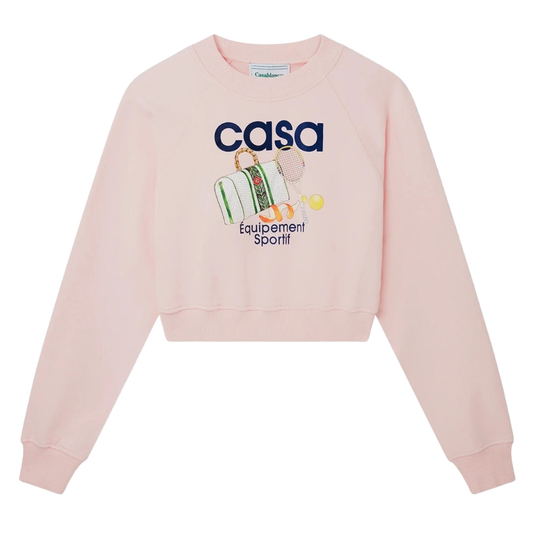 Casablanca Printed Cropped Sweatshirt Equipement Sportif Pink Wps24 Jtp 100 01 100 Pink Sweatshirts Womens
