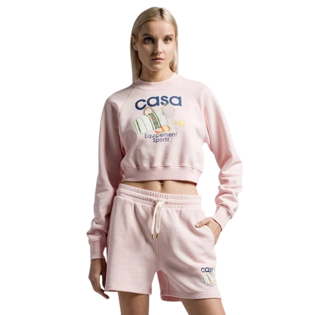 Casablanca Printed Cropped Sweatshirt Equipement Sportif Pink Wps24 Jtp 100 01 100 Pink Sweatshirts Womens