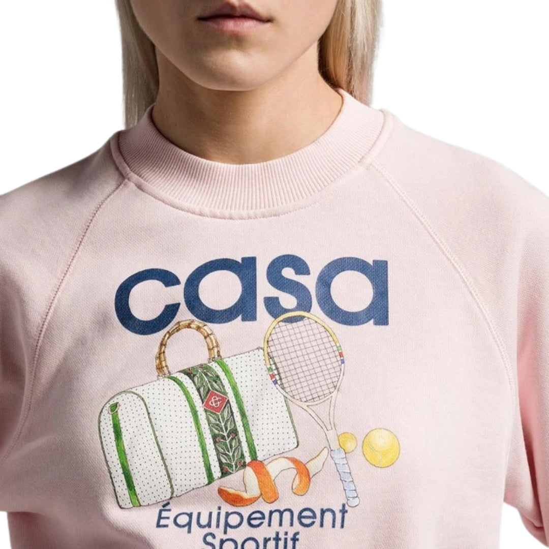Casablanca Printed Cropped Sweatshirt Equipement Sportif Pink Wps24 Jtp 100 01 100 Pink Sweatshirts Womens