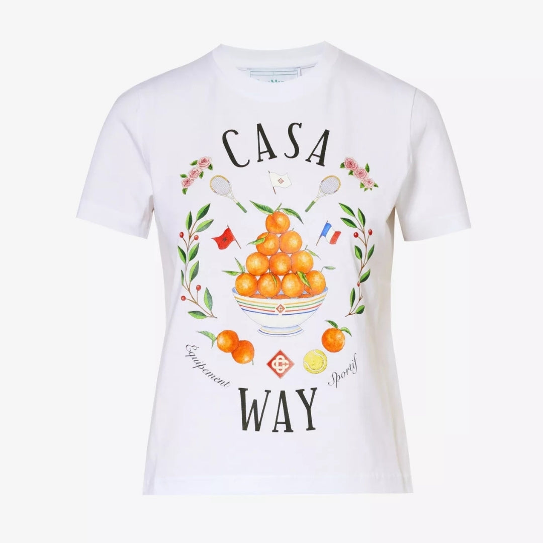 Casablanca Printed Fitted  T-Shirt Casa Way White Wps24 Jts 020 01 020 01 White  T-Shirts Womens
