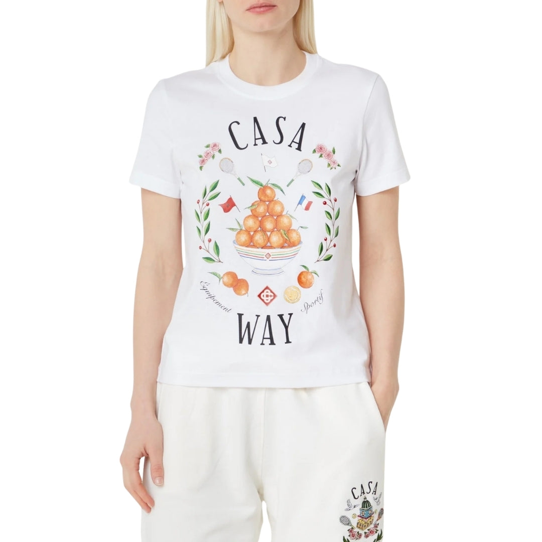 Casablanca Printed Fitted  T-Shirt Casa Way White Wps24 Jts 020 01 020 01 White  T-Shirts Womens