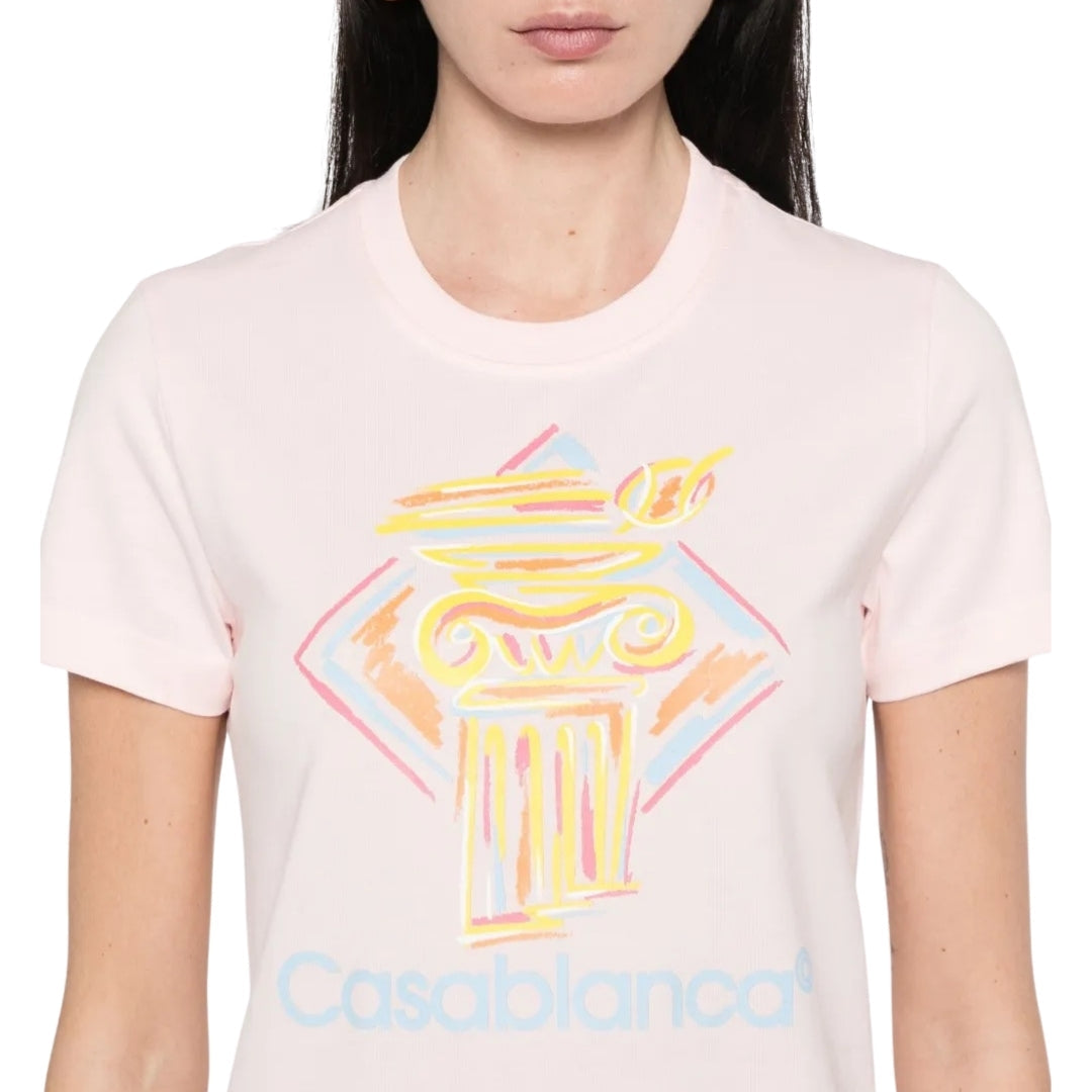 Casablanca Printed Fitted  T-Shirt Diamond Column Pink Wps25 Jts 020 01 020 Pink  T-Shirts Womens