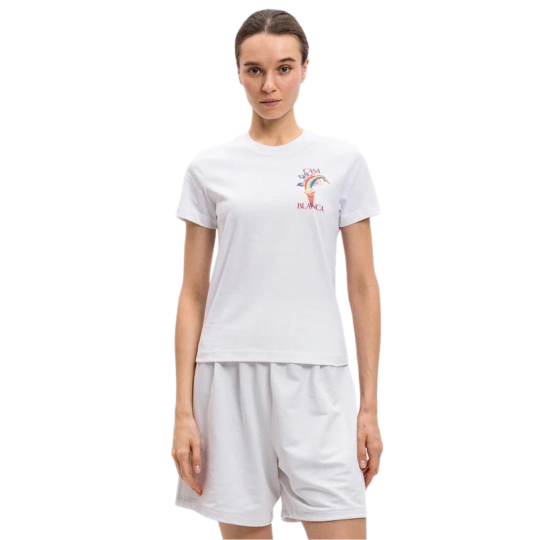 Casablanca Printed Fitted  T-Shirt Nature Teacher White Wps25 Jts 020 02 020 02 White  T-Shirts Womens