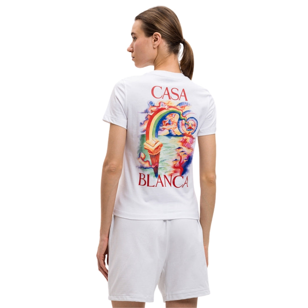 Casablanca Printed Fitted  T-Shirt Nature Teacher White Wps25 Jts 020 02 020 02 White  T-Shirts Womens