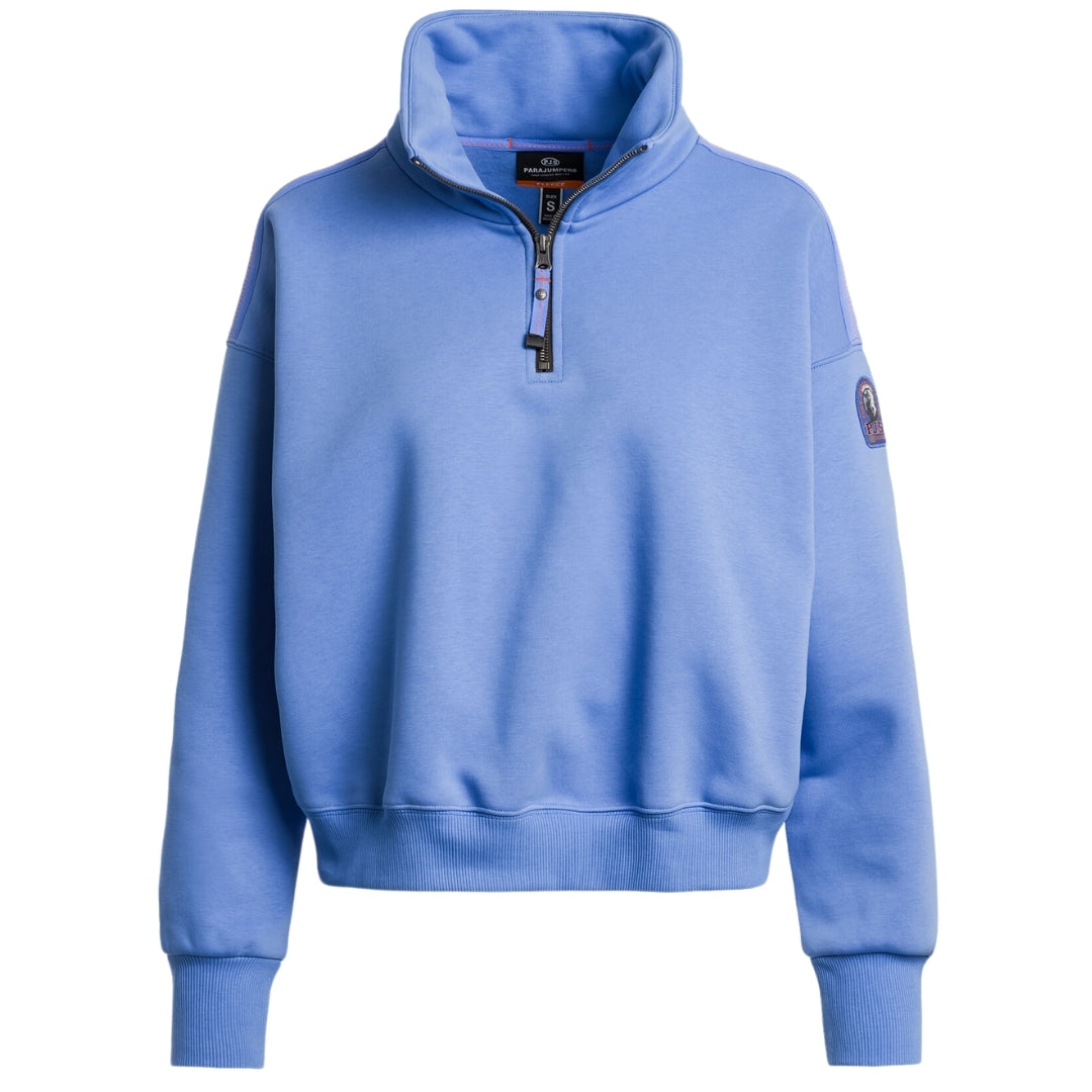 Parajumpers ZENDAYA PWFLEY32 268 CORNFLOWER Quarter Zip Sweater Box Fit Womens S