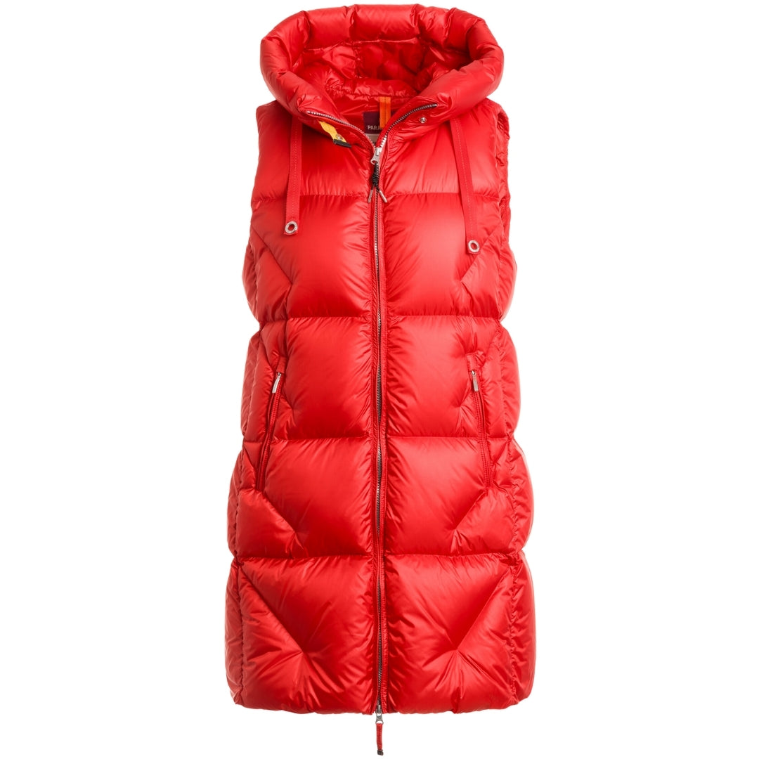 Parajumpers Zuly Red Long Down Gilet Jacket S