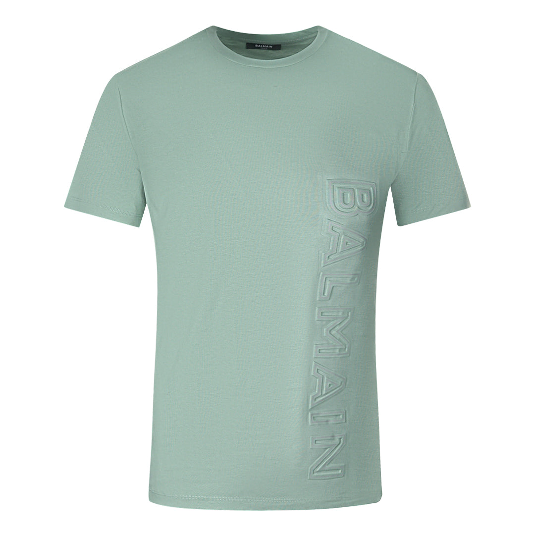 Balmain Brand Embossed Logo Green T Shirt - Style Centre Wholesale