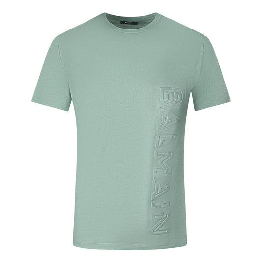 Balmain Brand Embossed Logo Green T Shirt - Style Centre Wholesale