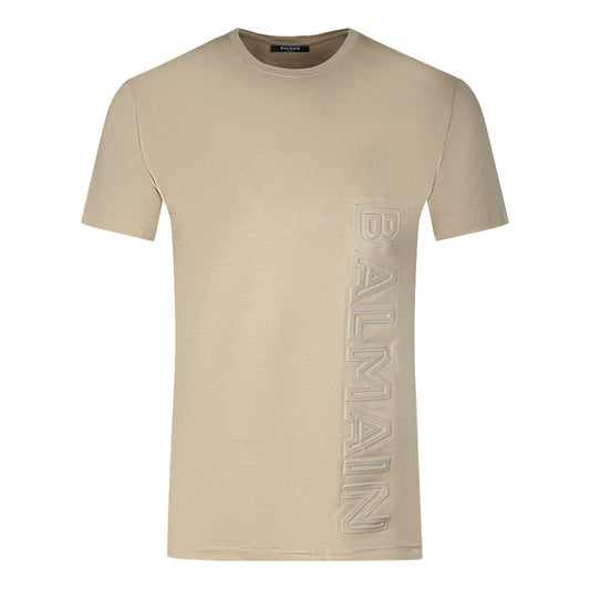 Balmain Branded Embossed Logo Sand T Shirt