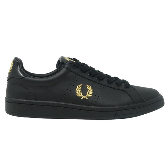 Fred Perry B4290 220 B721 Black Leather Tab Leather Trainers - Style Centre Wholesale
