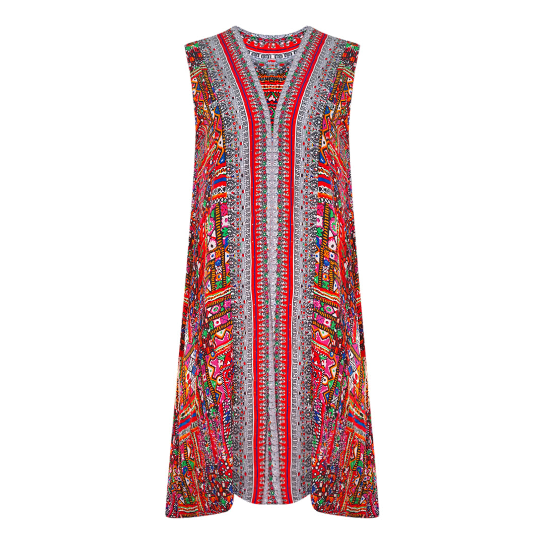 Inoa Banjara 12003 Print Multicoloured Reversable Long Shrug Cover Up