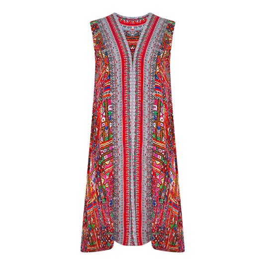 Inoa Banjara 12003 Print Multicoloured Reversable Long Shrug Cover Up