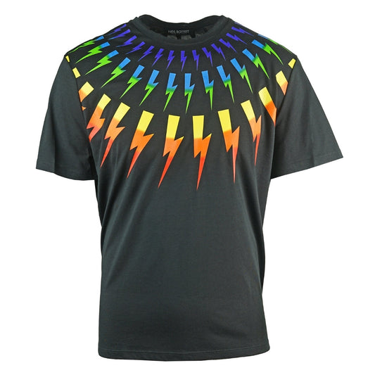 Neil Barrett Multicolour Lightning Bolt Black Oversize Tee BJT725S 1874