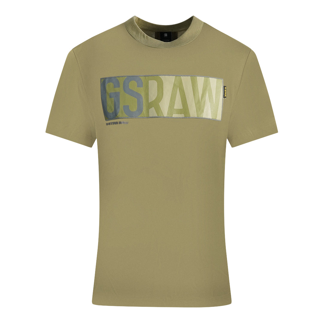 G Star Gs Raw Box Logo Khaki T Shirt