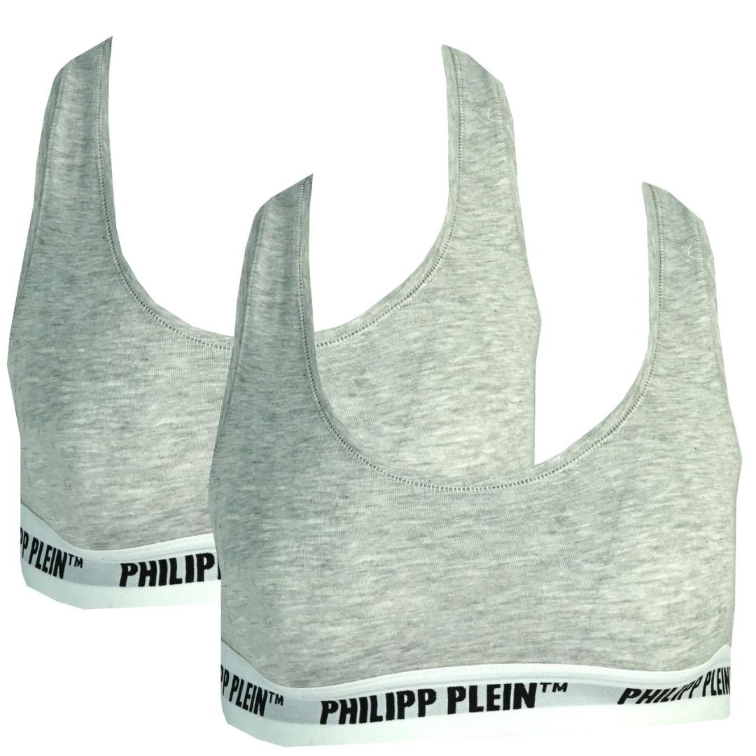 Philipp Plein Womens DUPT01 94 Sports Bra Grey