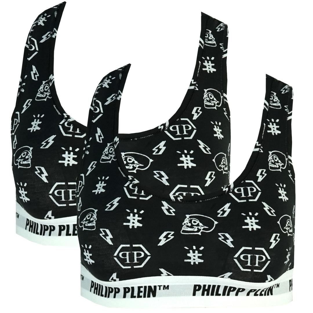 Philipp Plein Womens DUPT11 99 Sports Bra Black