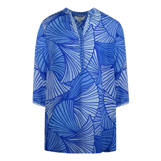 Inoa Exuma Blue 1202119 Blue Long Sleeve Milano V Neck Blouse