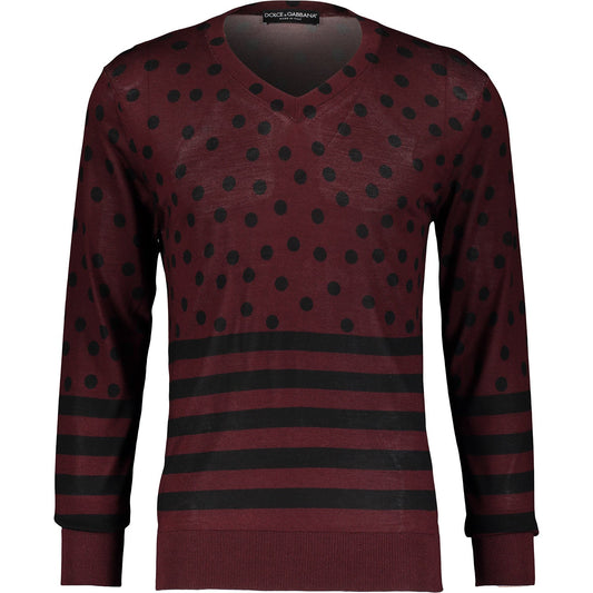 Dolce Gabbana Red Patterned Jumper