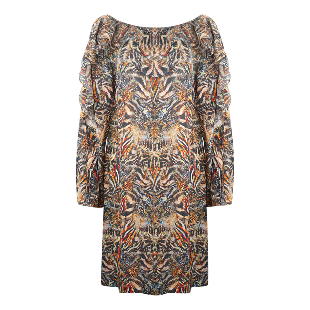 Inoa Golden Eagle Brown Long Sleeve Silk Flamenco Dress